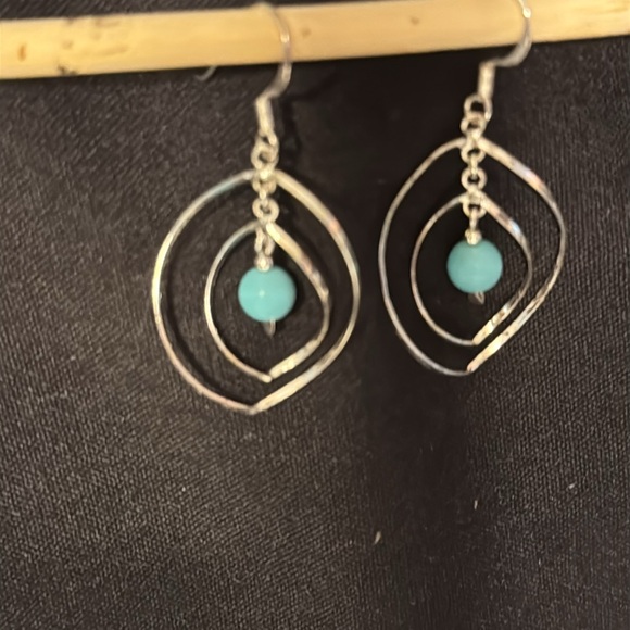 Sterling MC925 Silver and Turquoise Earrings. - Picture 3 of 3